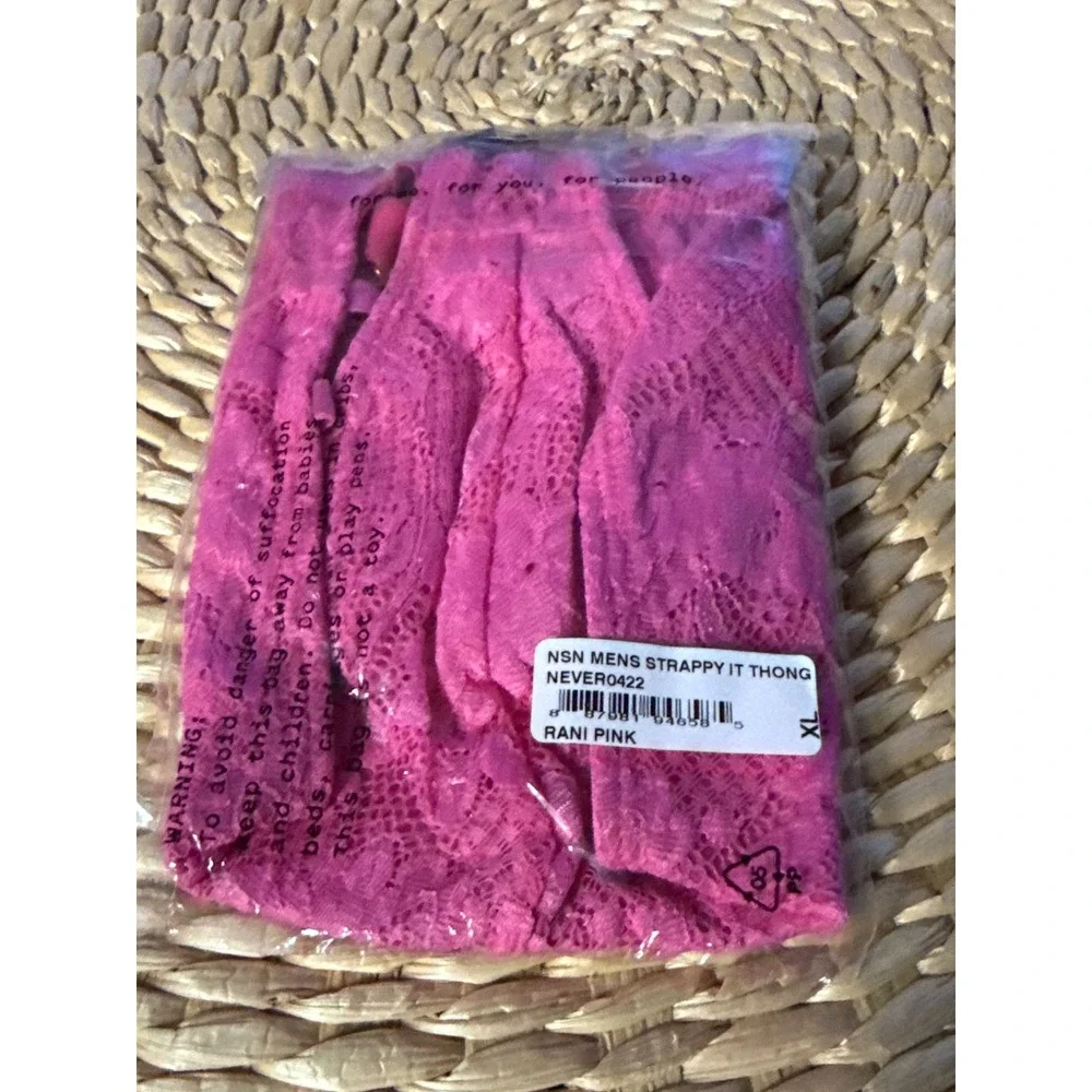 Cosabella NSN  Strappy Italian Thong Rani Pink Floral Lace Men's Lingerie XL